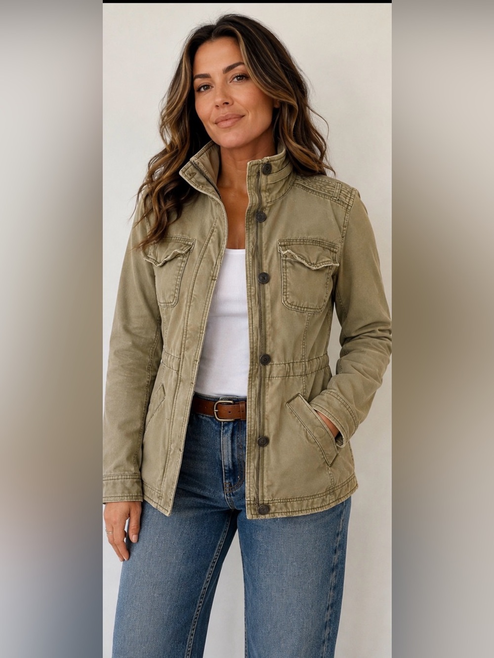 Abercrombie & Fitch Olive Green Utility Cargo Field Jacket Size M